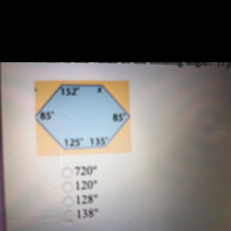 What is the value of the missing angle?-example-1