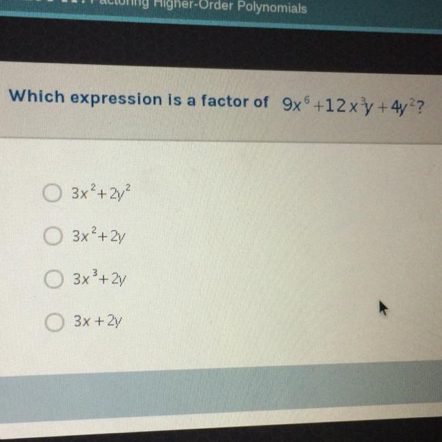 Which expression is a factor of 9x +12 xy + 4y??-example-1