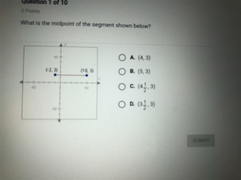 What is the midpoint of the segment (-2,3) and (10,3)-example-1