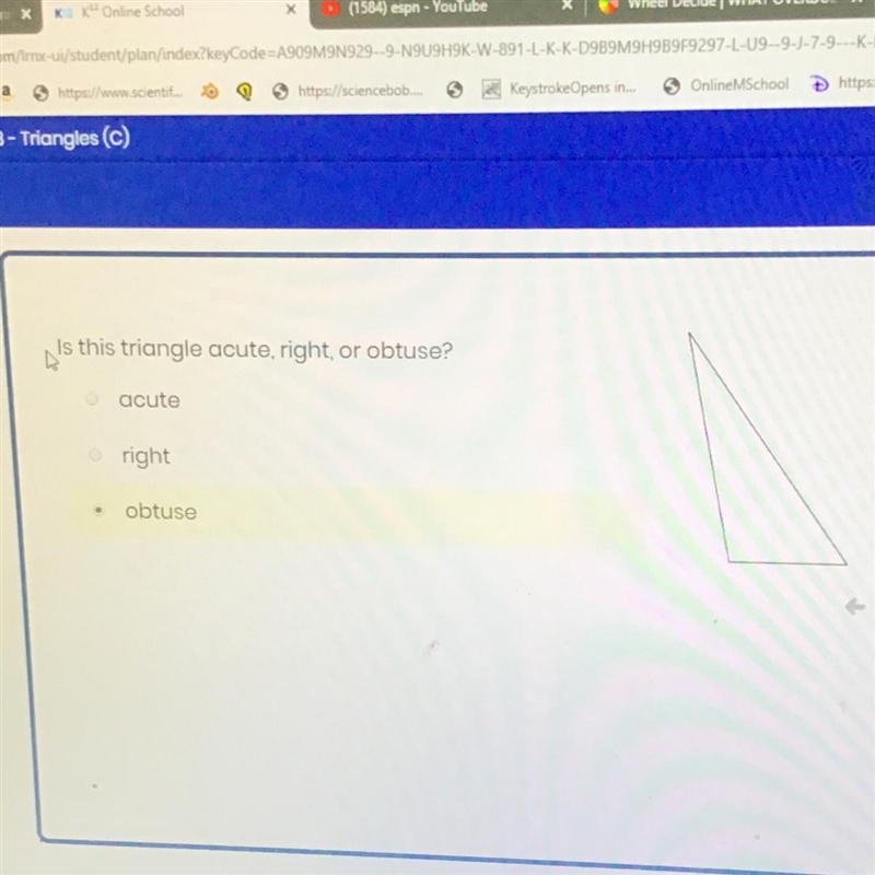 Is this triangle A: Acute B: Right C: Obtuse Please hurry!-example-1