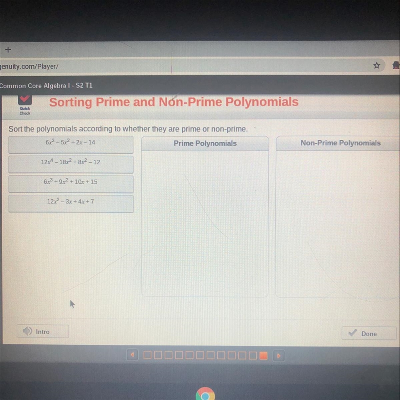 Check Sort the polynomials according to whether they are prime or non-prime. 6x3 - 5x-example-1