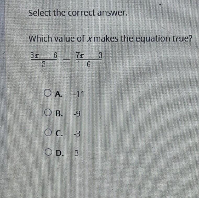 Which value of x makes the equation true? ​-example-1