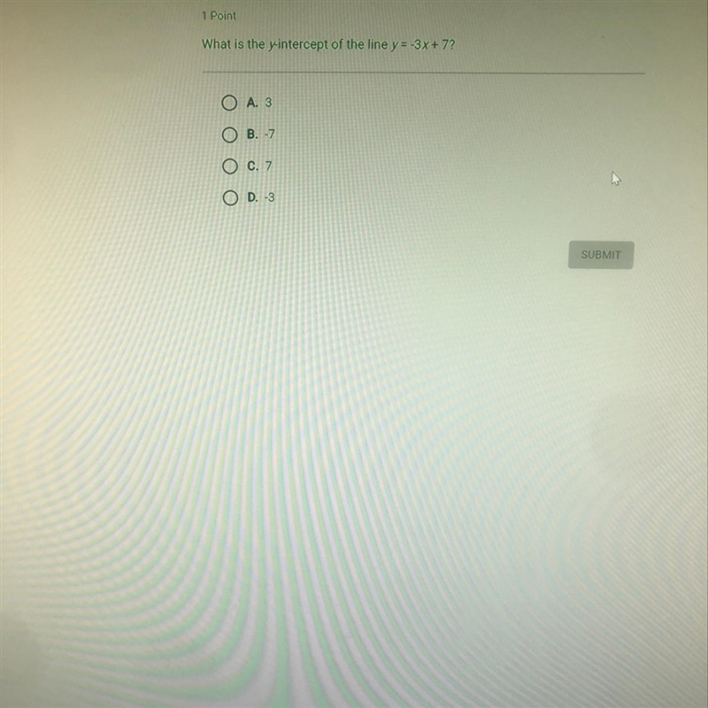 What is the y-intercept of the line y=-3x+7?-example-1