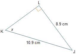 Which equation can be used to find the measure of angle LKJ? cos−1(StartFraction 8.9 Over-example-1