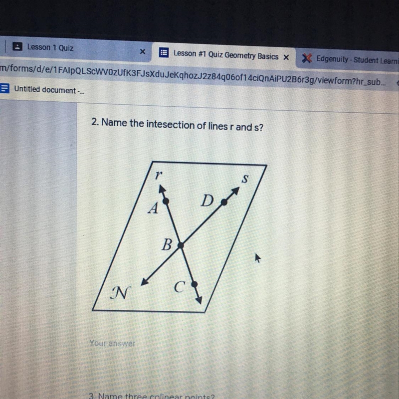 Name the intesection of lines r and s?-example-1