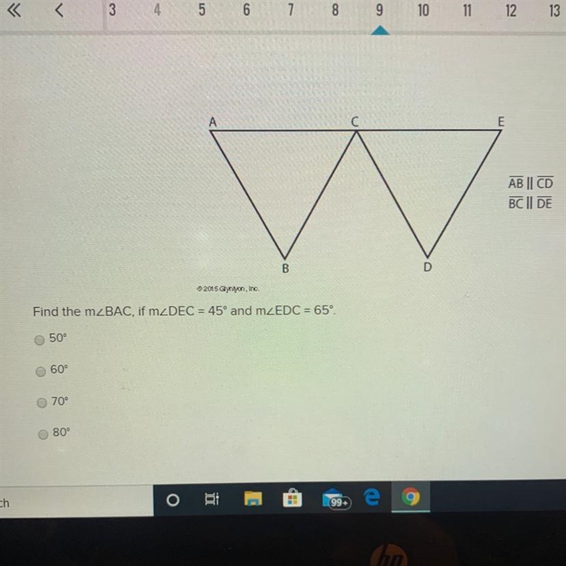 Find the m A)50 degrees B)60 degrees C)70 degrees D)80degrees-example-1