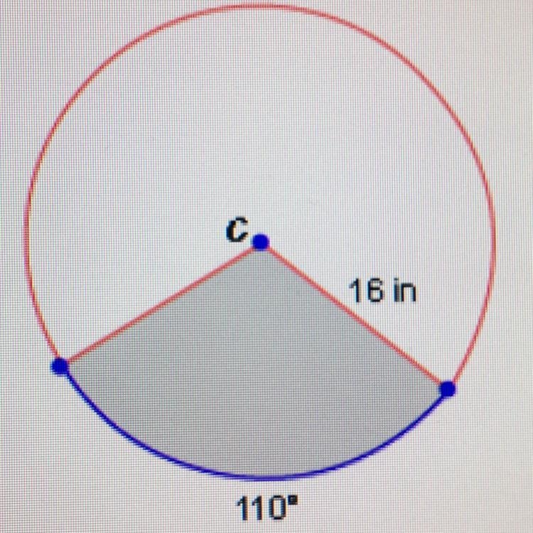 What is the approximate area of the shaded sector in the circle shown below?-example-1