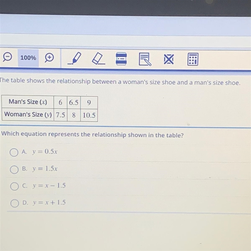 Which equation represents the relationship shown in the table?-example-1