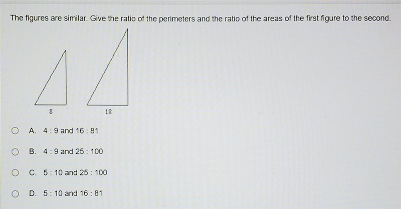 The figures are similar. Give the ratio of the perimeters and the ratio of the areas-example-1