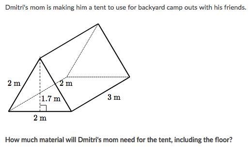 Can someone help me Jen's tent (shown to the right) is a triangular prism. Find the-example-1