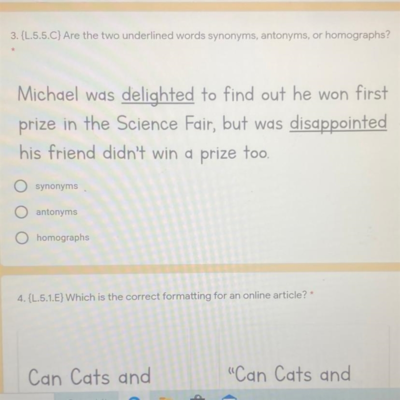 Which one is it?? A. Synonyms B. Antonyms C. Homographs-example-1