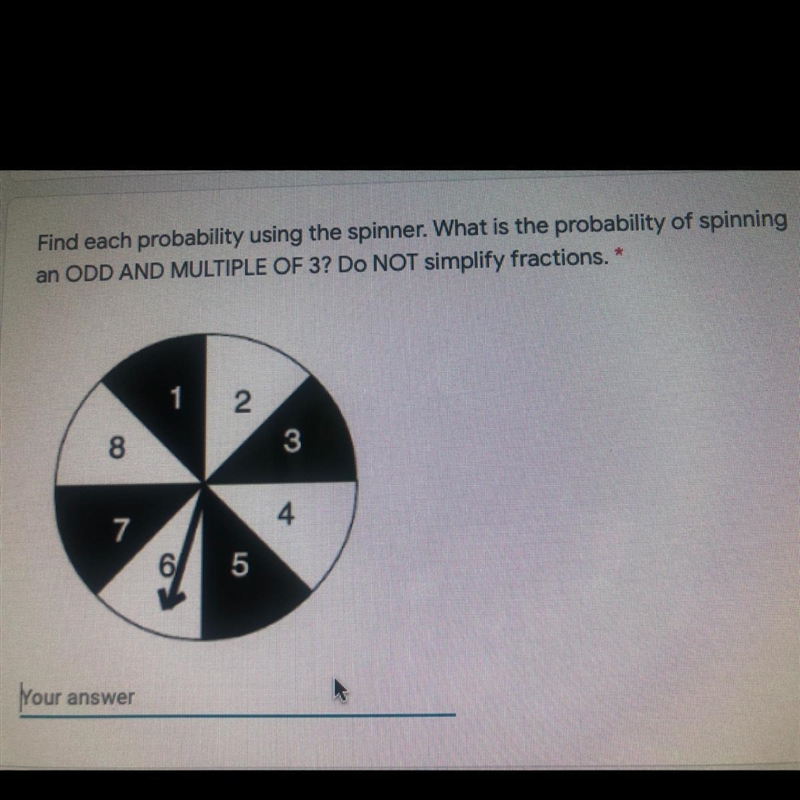 Find each probability using the spinner. What is the probability of spinning an ODD-example-1