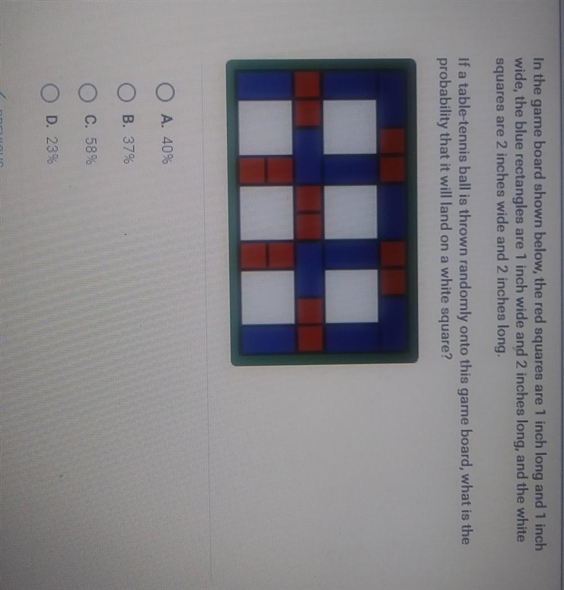 In the game board shown below, the red squares are 1 inch long and 1 inch wide, the-example-1