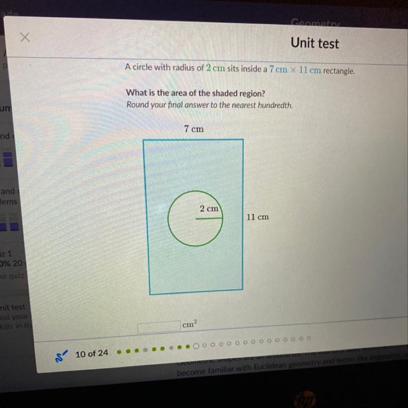 What is the area of the shaded region-example-1