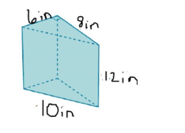 Which choice best represents the surface area of the triangular prism shown below-example-1