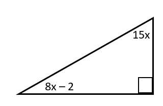 Using the triangle below, set up and solve an equation in order to find the value-example-1