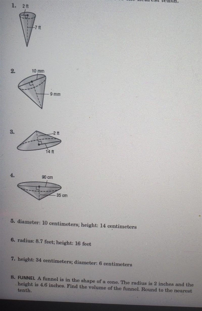 What is the volume of each cone​-example-1