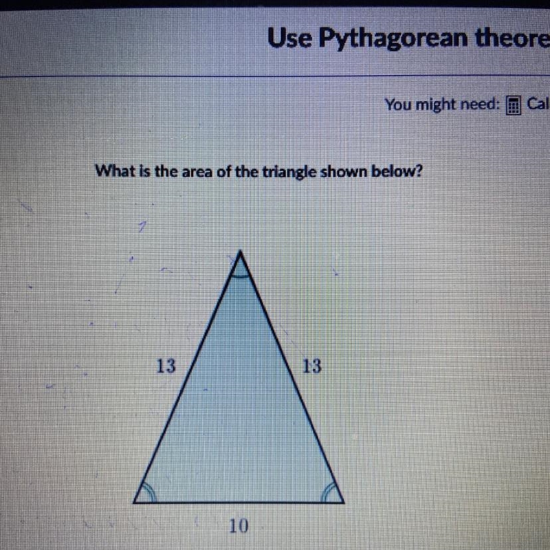 What is the area of the triangle shown below?-example-1