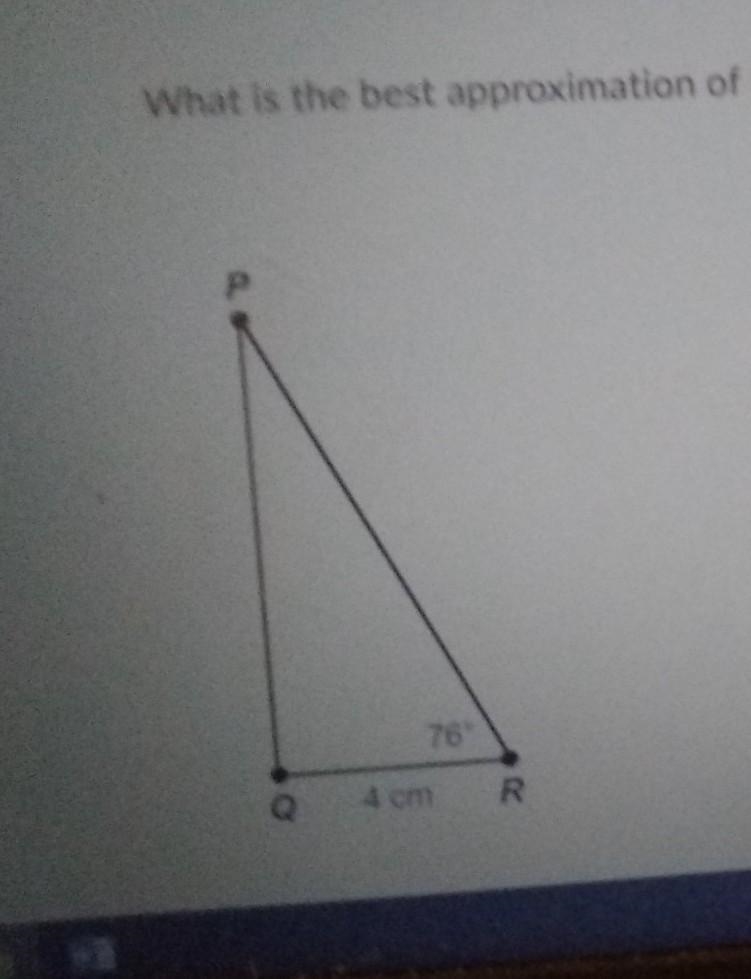 Triangle pqr is a right triangle. what is the best approximation of the length of-example-1