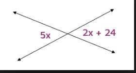 Find the measures of the vertical angles shown. Show all work for full credit.-example-1