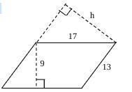 Find the value of h for the parallelogram to the right.-example-1