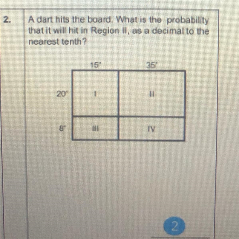 A dart hits the board. What is the probability that it will hit in Region II, as a-example-1