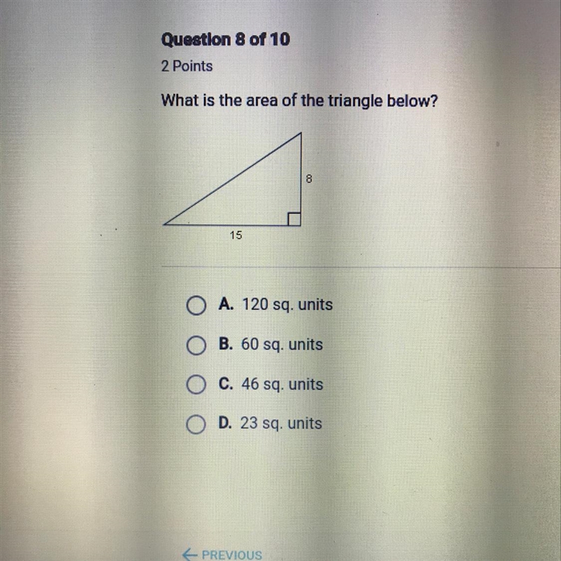 What is the area of the triangle below-example-1