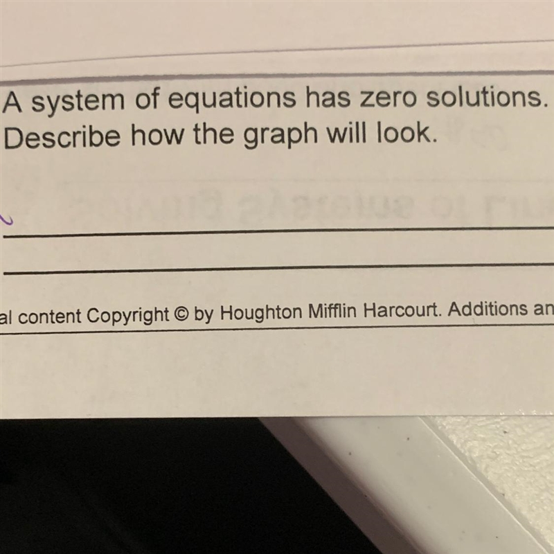 A system of equations has zero solitions. Describe how the graph will look. Pls help-example-1