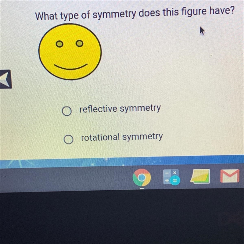 What type of symmetry does this figure have? reflective symmetry rotational symmetry-example-1