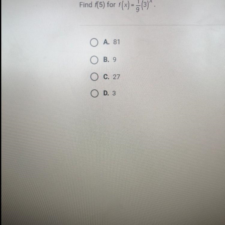 Find f(5) for f(x)=1/9(3)^x-example-1