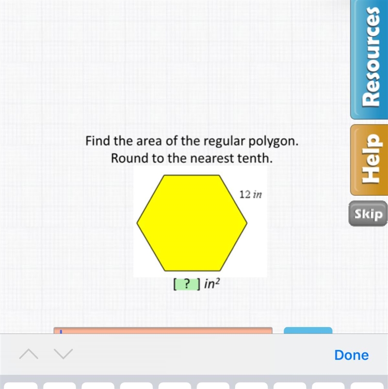 Find the area of the regular polygon. Round to the nearest tenth.-example-1