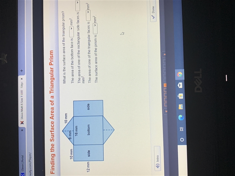 What is the surface area of the traingular prism 1.) The area of the bottom face is-example-1