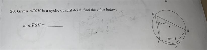 Given AFGH is a cyclic quadrilateral, find the value below:-example-1