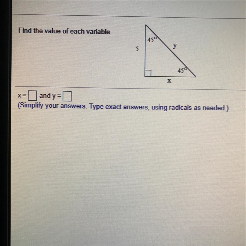 Find the value of each variable.-example-1