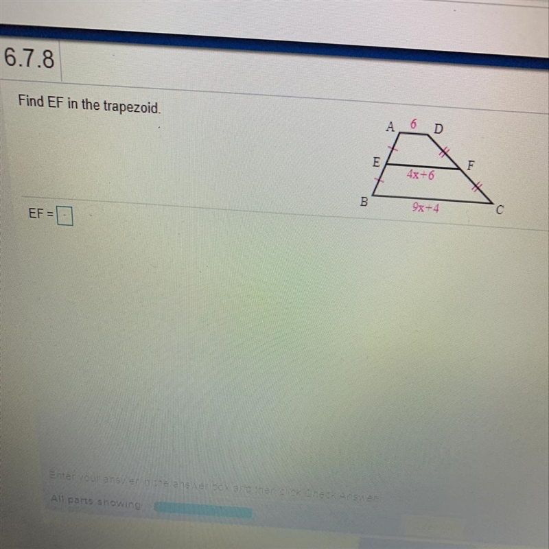 Find EF in the trapezoid ? What is EF= equal too-example-1