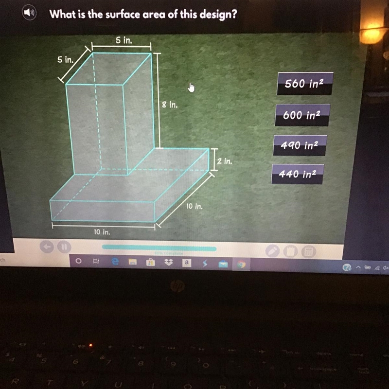 What is the surface area of this design ?-example-1