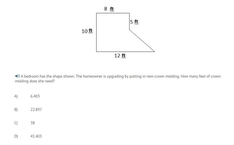 A bedroom has the shape shown. The homeowner is upgrading by putting in new crown-example-1