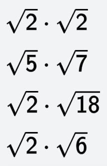 Determine what the product of two irrational numbers will be in each of these cases-example-1