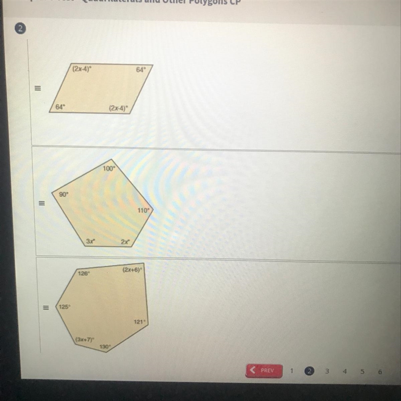 Solve for x in each figure and order the figures according to their values of x , from-example-1