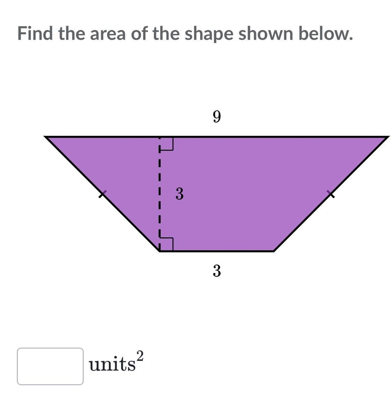 Find the area of the shape shown below-example-1