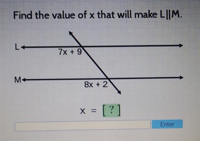 Find the value of x that will make L M​-example-1