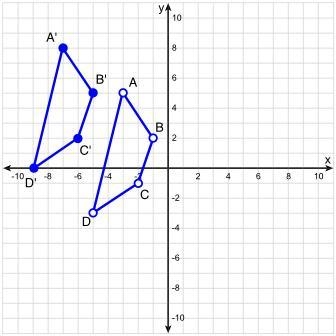 What translation was used on ABCD to produce A'B'C'D'? (x, y)→(x + 4, y + 3) (x, y-example-1