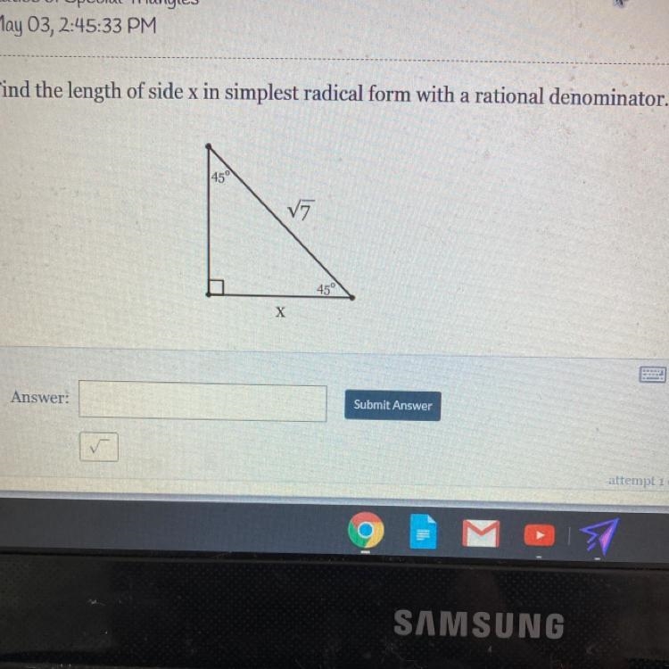 HELP! Ratio of Special Triangles math problem.-example-1