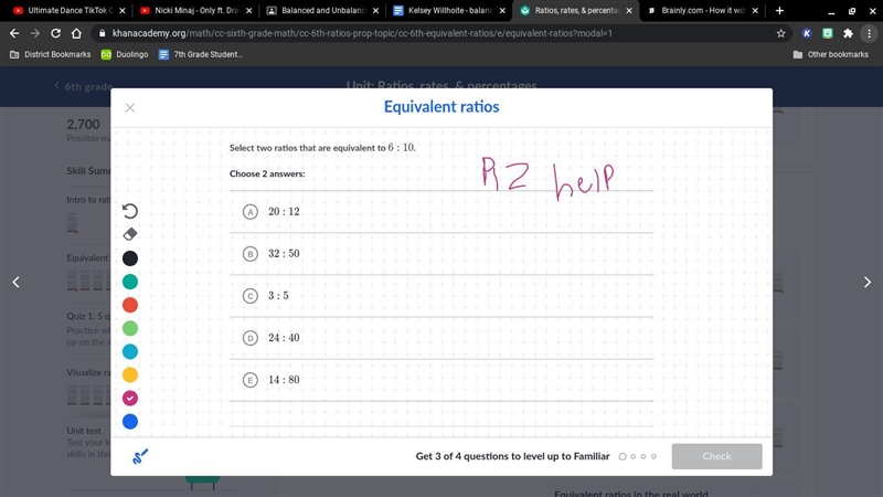 Two ratios that are equivalent to 6:10-example-1