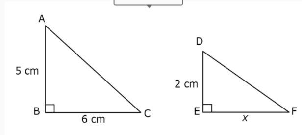 ΔDEF is similar to ΔABC as shown below, and x represents the length of segment EF-example-1