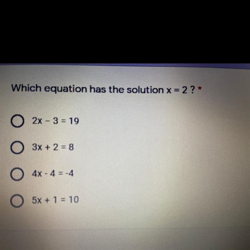 Which equation has the solution x = 2 ?-example-1