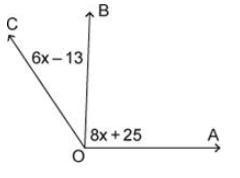 Find x in the given figure if m∠AOC = 124°. Question 4 options: A) 8 B)6 C) 7 D) 9-example-1