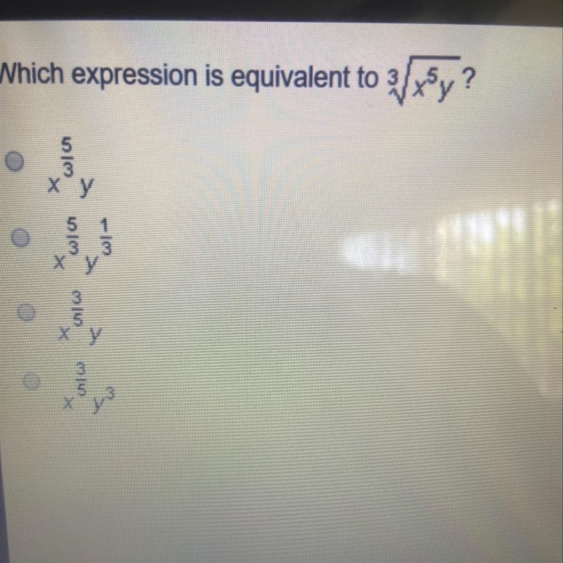 Which expression is equivalent ? LOOK AT THE PICTURE-example-1