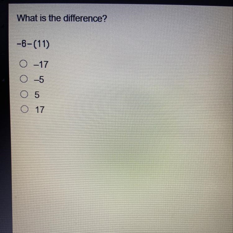 What is the difference? -6-(11) 1-17 -5 O 5 017-example-1