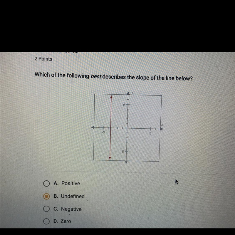 Which of the following best describes the slope of the line below?-example-1